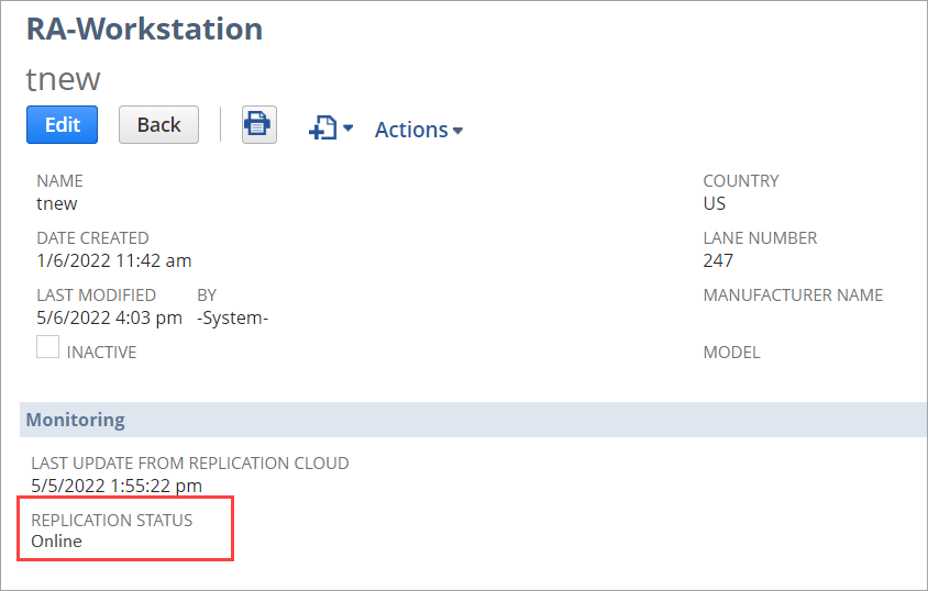 RA-Workstation online status