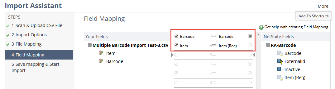 Import Assistant Field Mapping.