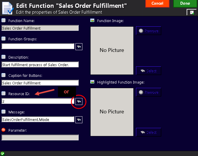 Button Edit Function form.