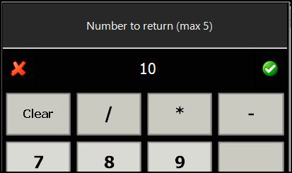 Number to Return entry form.