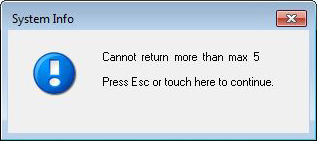 Number to Return error message.
