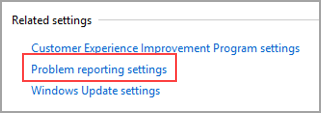 Problem Reporting settings