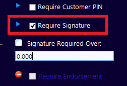 Require Signature checkbox and Signature Required Over field.