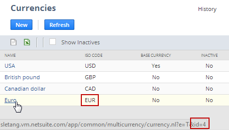 Currency list