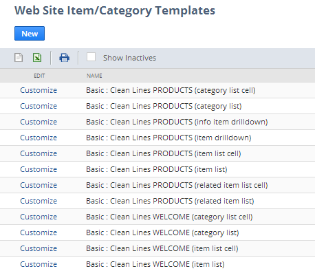 Item Category Templates