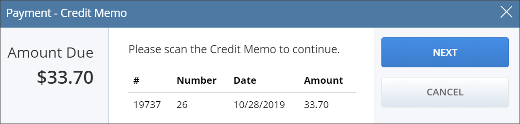 Redeem Credit Memo