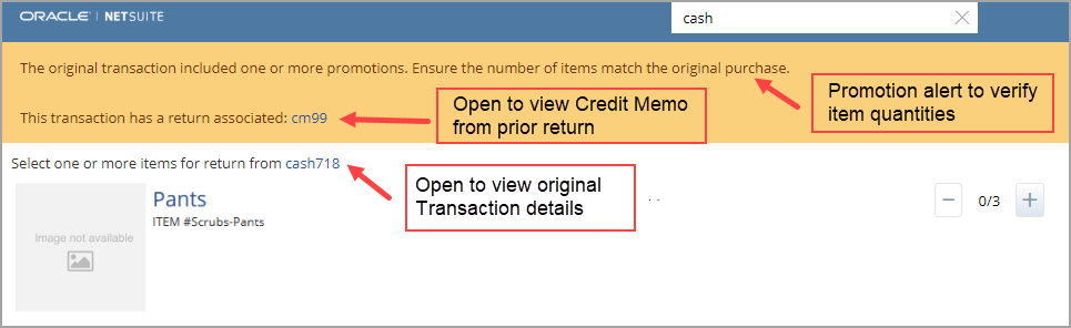 Promotions Alert on Returns Page