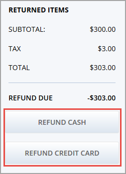 Choose a payment method to refund the customer