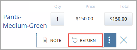 Select Return on the line Item action menu