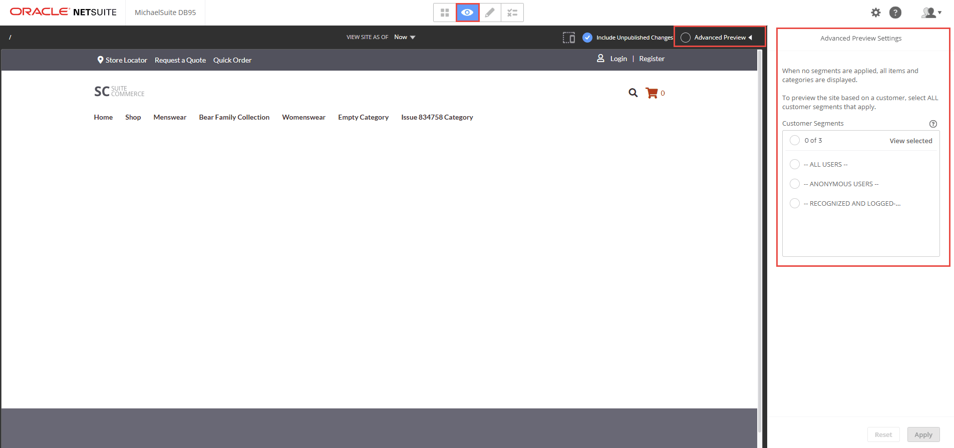 Site Management Tools Preview Mode