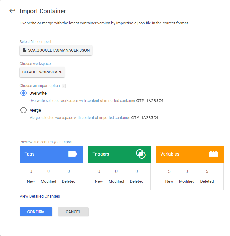 GTM Import Confirmation