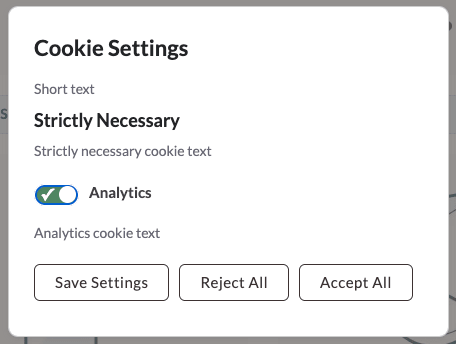 Cookie settings dialog example