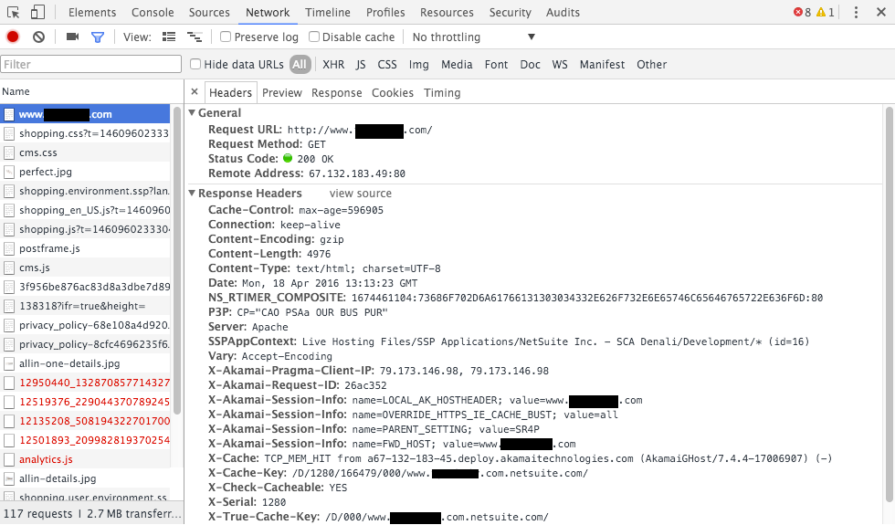 Example Response Header Section