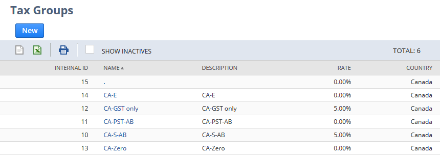 List of tax groups for Canada