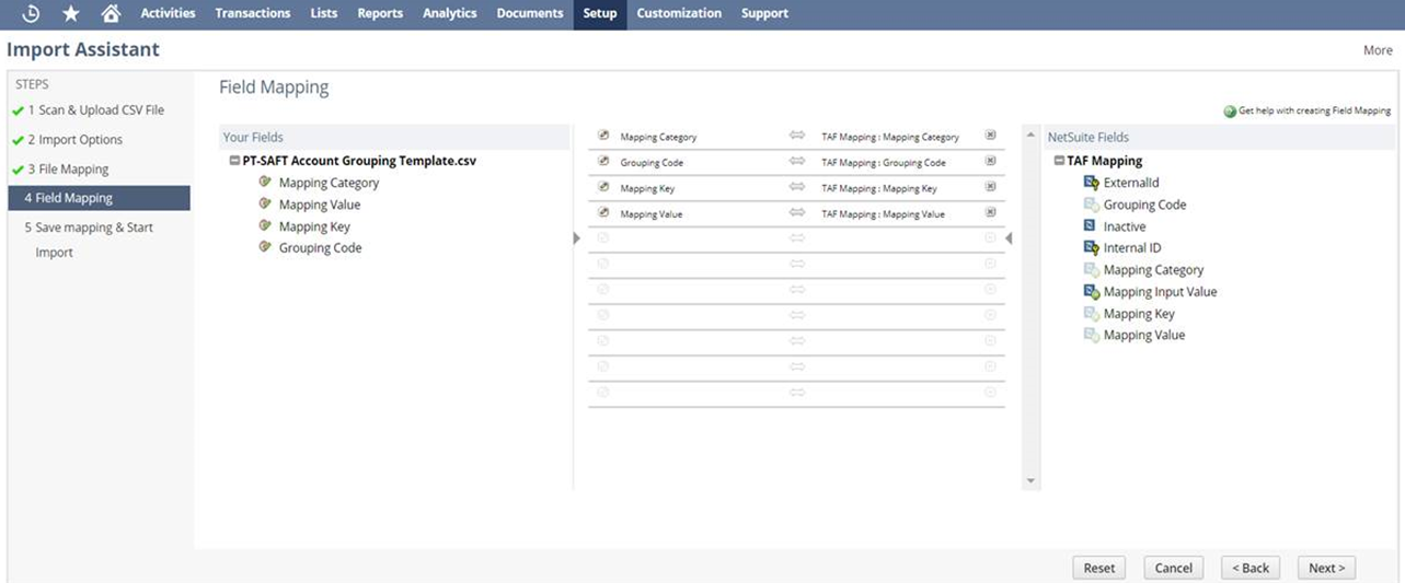 Screenshot of Field Mapping from the Import Assistant