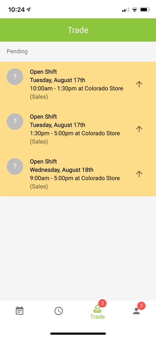 Open shift on mobile