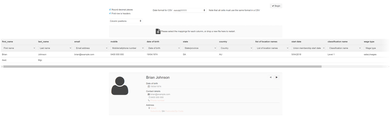 Importing staff - mapping