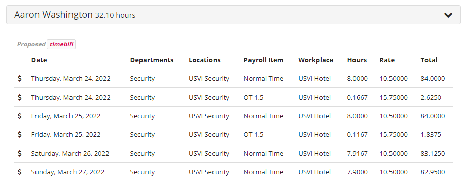 Adi Insights payroll export preview table