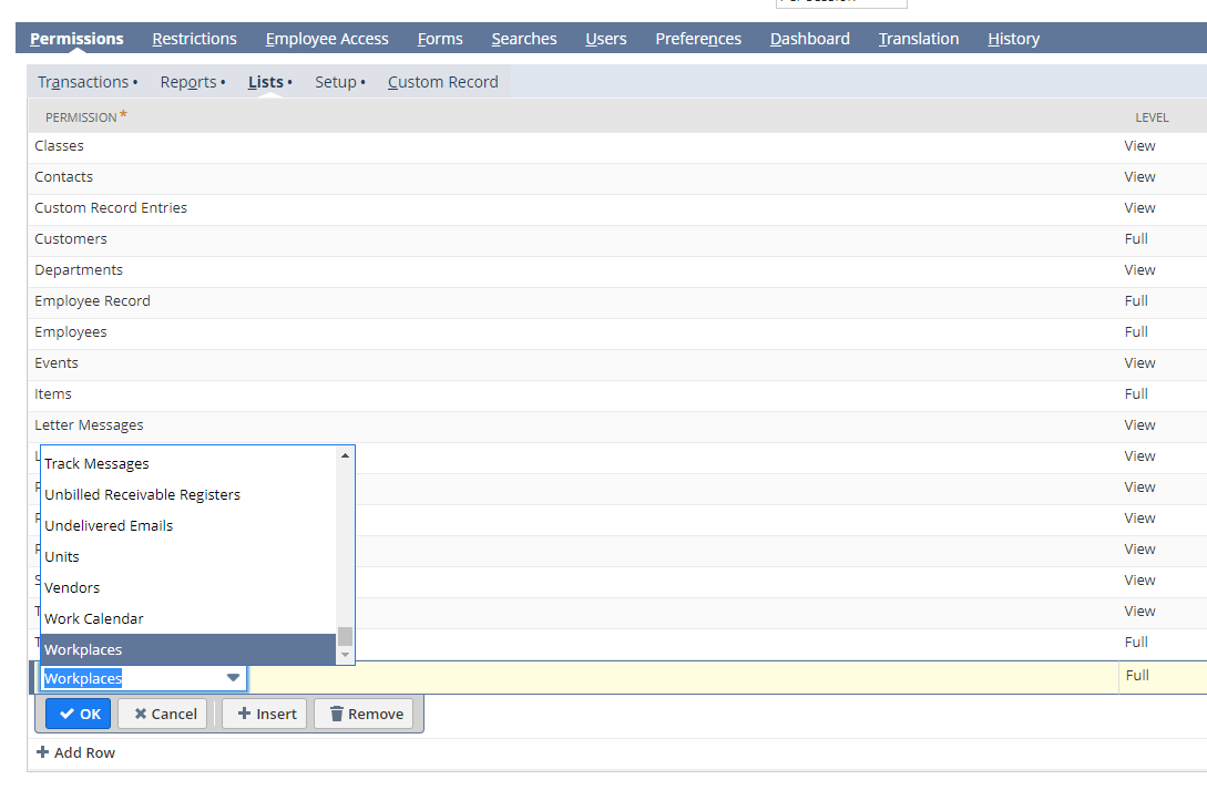 Adding Workplaces permission to Adi Insights in NetSuite