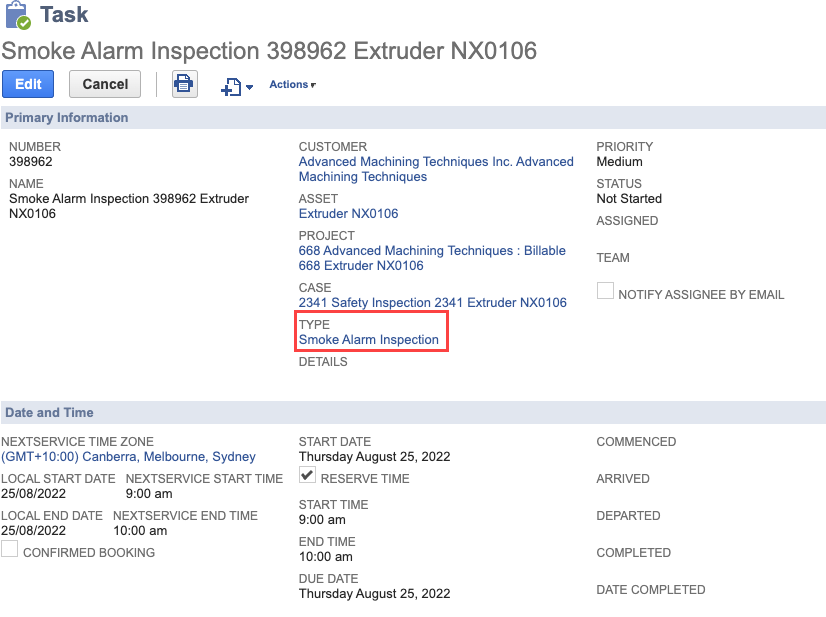 Task configured must be the same as in program.