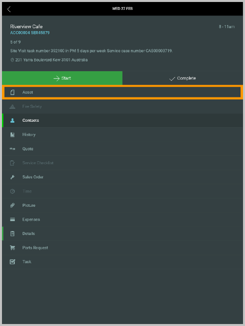 Asset icon appearance in standard tablet.