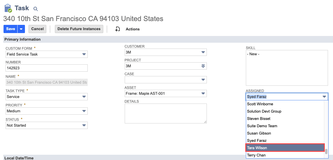 Editing and saving a task