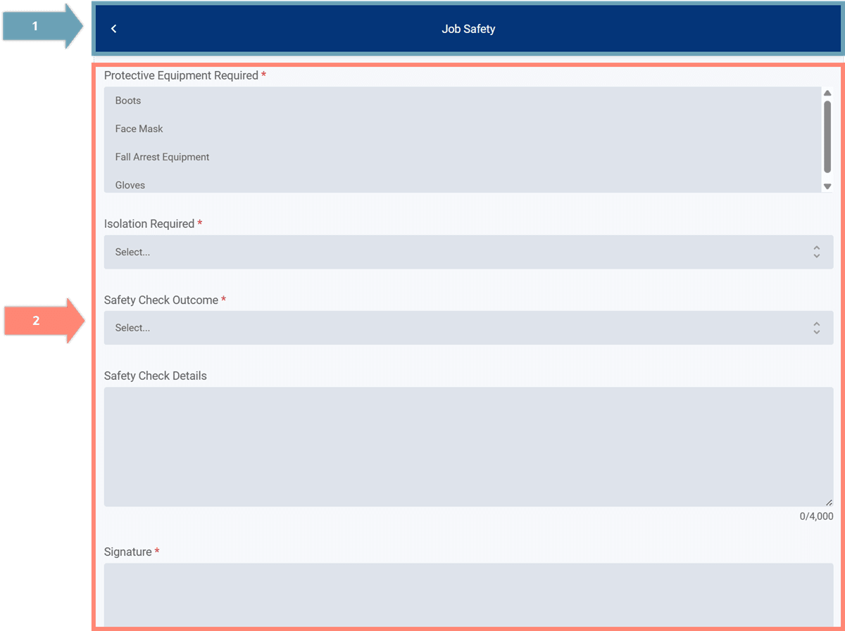 alt text: FSM Mobile task tab detail screen