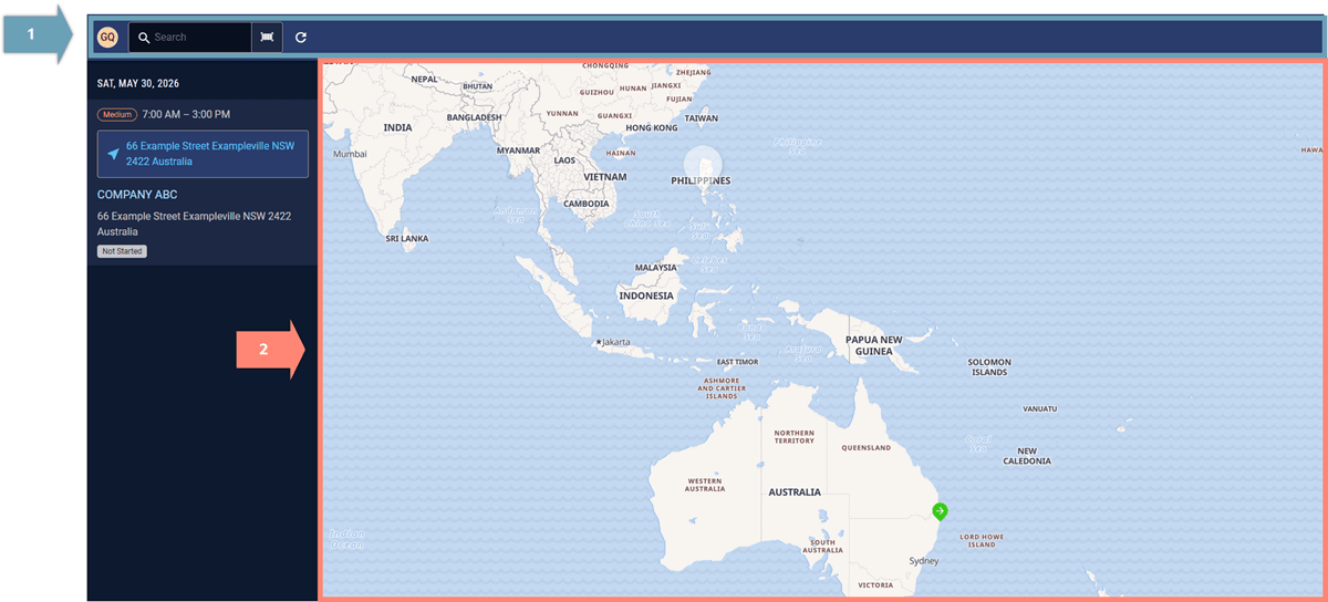 FSM Mobile task list screen map view