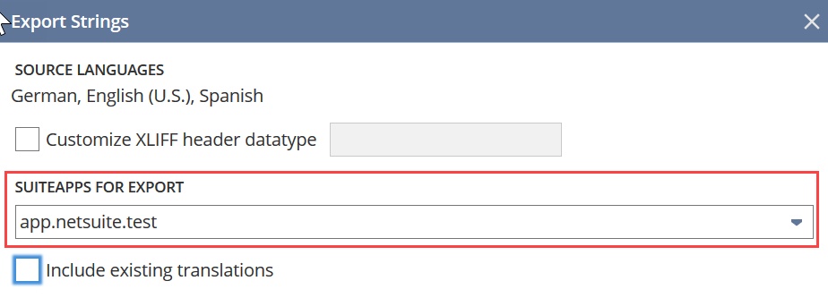 Manage translations export strings for a SuiteApp.