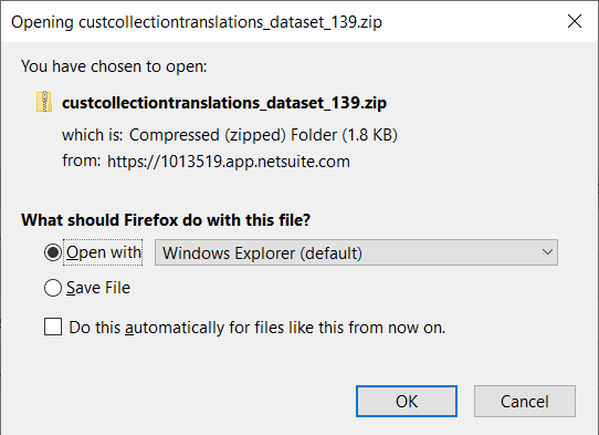 Export Strings popup window.