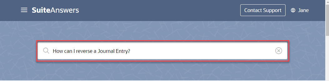 Enter a question in the SuiteAnswers search bar using natural language.