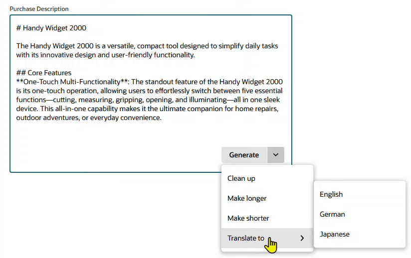 Text Enhance button and its actions.