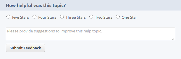 Feedback field on a help topic.