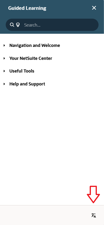 Languages button in the NetSuite Guided Learning help panel