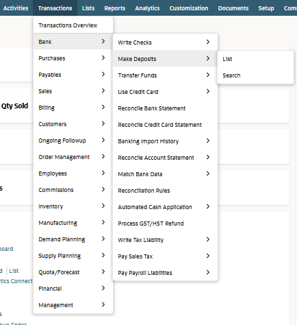 Navigation menu example.