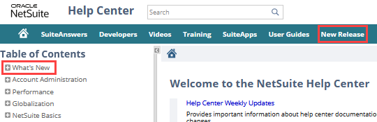 What's New section in the Help Center table of contents.