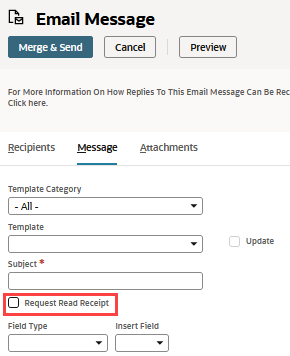 Request Read Receipt button on Email Message.