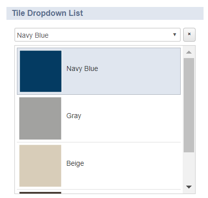 A tile dropdown list question for NetSuite CPQ Configurator.