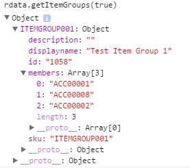 An example of item groups returned as an array by getItemGroups().