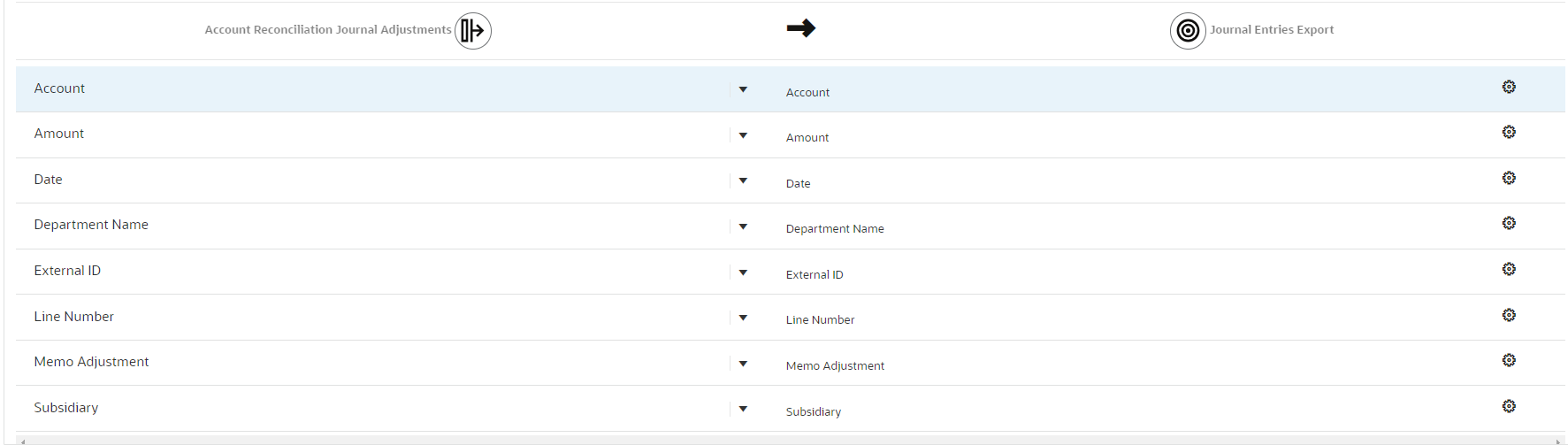 AR journal export column matching