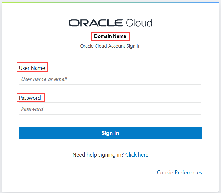 Planning and Budgeting application login screen