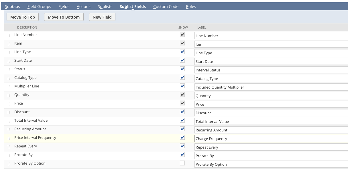 Pricing tab showing the drop-down list.