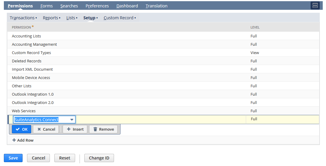 SuiteAnalytics Connect permission.