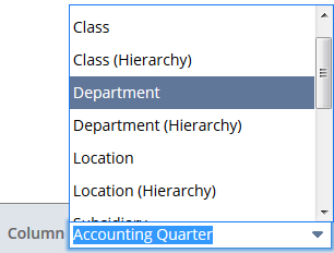 Column dropdown list