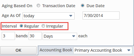 Days interval aging options.