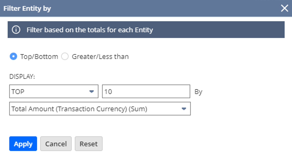 Measure-based filter window showing the Top/Bottom option.