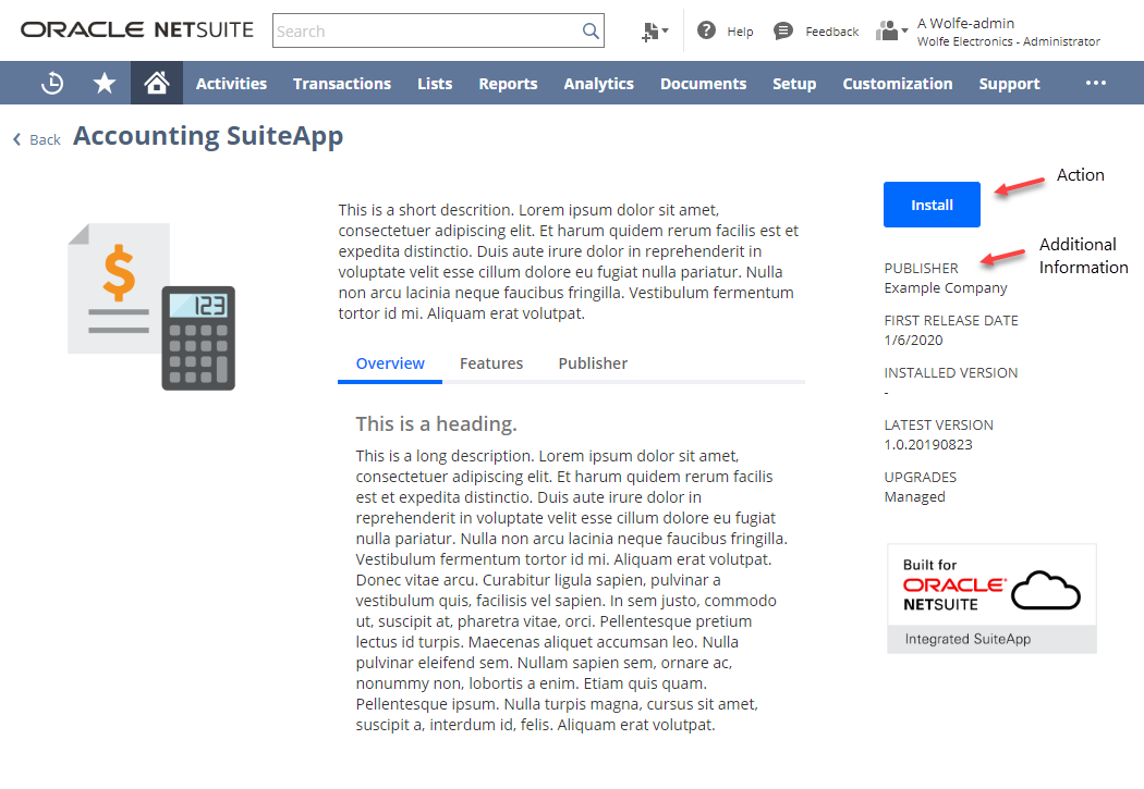 Viewing SuiteApps in the SuiteApp Marketplace section of the SuiteApp Marketplace in NetSuite page.