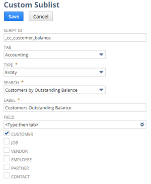 Sample custom sublist form.