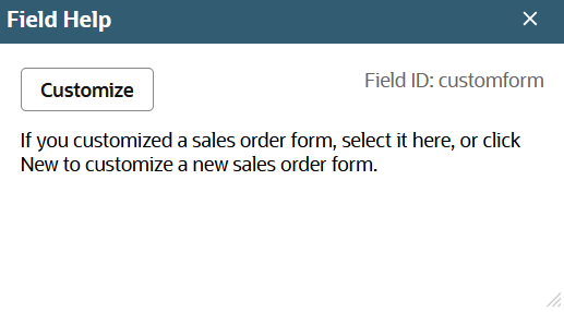 Sample Field Level Help window.