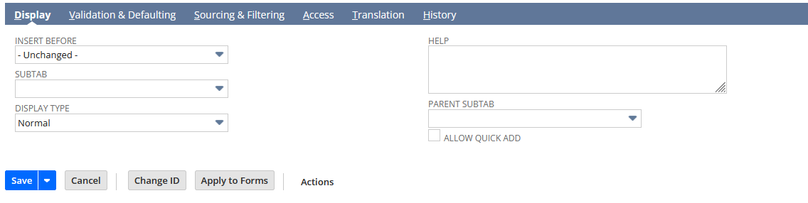 Sample Display subtab on a parent record.